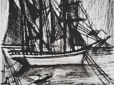Bernard BUFFET : Voilier, Terre-Neuvas, Gravure originale (photo de détail 6) - Crédit photo : Galerie Art.Paris