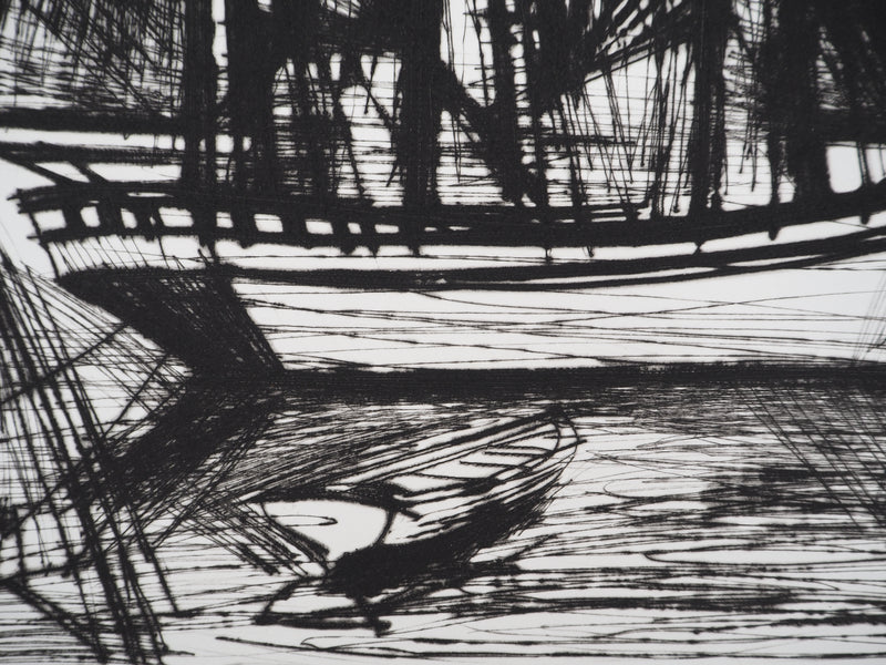 Bernard BUFFET : Voilier, Terre-Neuvas, Gravure originale (photo de détail 7) - Crédit photo : Galerie Art.Paris