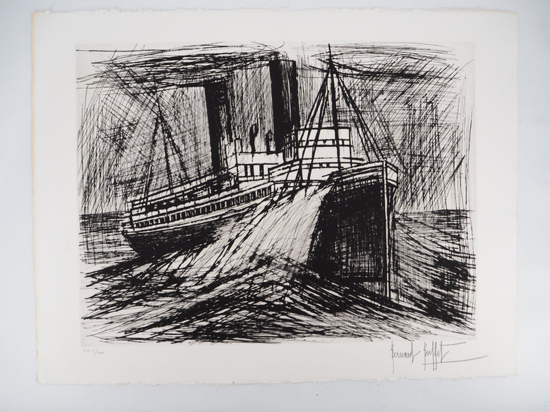 Bernard BUFFET : Le paquebot, Gravure originale (photo de détail 3) - Crédit photo : Galerie Art.Paris