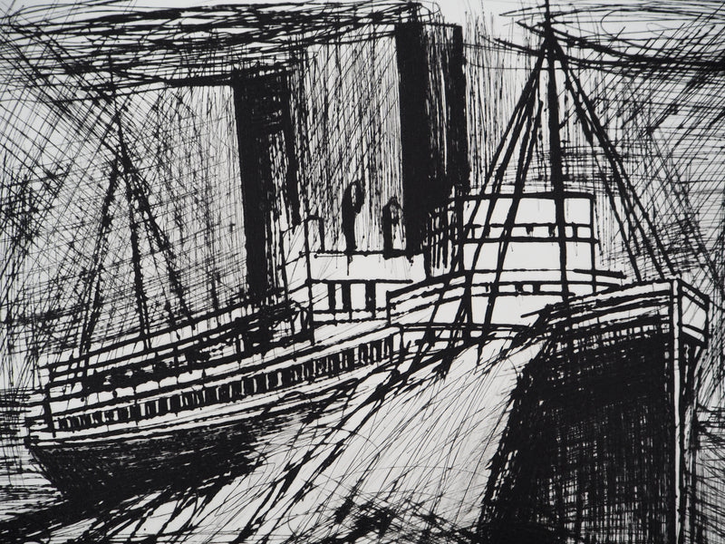 Bernard BUFFET : Le paquebot, Gravure originale (photo de détail 6) - Crédit photo : Galerie Art.Paris
