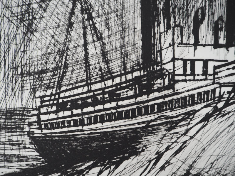 Bernard BUFFET : Le paquebot, Gravure originale (photo de détail 9) - Crédit photo : Galerie Art.Paris