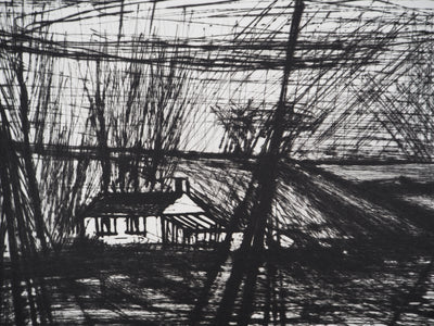 Bernard BUFFET : Bateaux de pêche à marée basse, Gravure originale (photo de détail 6) - Crédit photo : Galerie Art.Paris