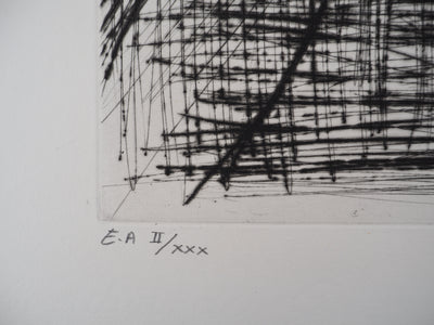 Bernard BUFFET : Bateaux de pêche à marée basse, Gravure originale (photo de détail 8) - Crédit photo : Galerie Art.Paris