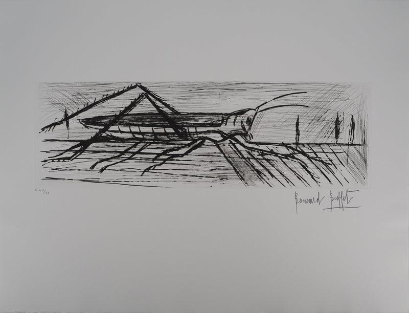 Bernard BUFFET : La sauterelle, Gravure originale (vue générale) - Crédit photo : Galerie Art.Paris