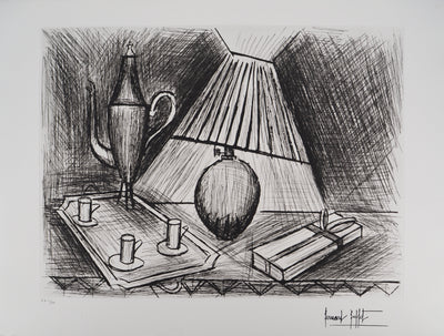 Bernard BUFFET : Nature morte à la lampe, Gravure originale (vue générale) - Crédit photo : Galerie Art.Paris