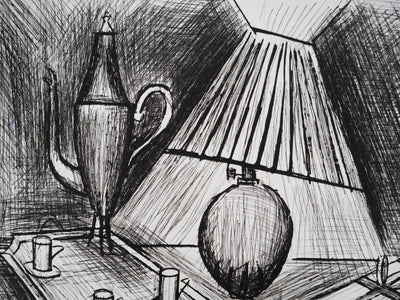 Bernard BUFFET : Nature morte à la lampe, Gravure originale (photo de détail 5) - Crédit photo : Galerie Art.Paris