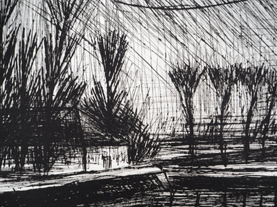 Bernard BUFFET : La maison sous les arbres, Gravure originale (photo de détail 4) - Crédit photo : Galerie Art.Paris