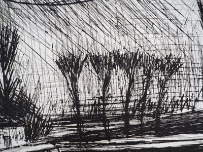 Bernard BUFFET : La maison sous les arbres, Gravure originale (photo de détail 5) - Crédit photo : Galerie Art.Paris