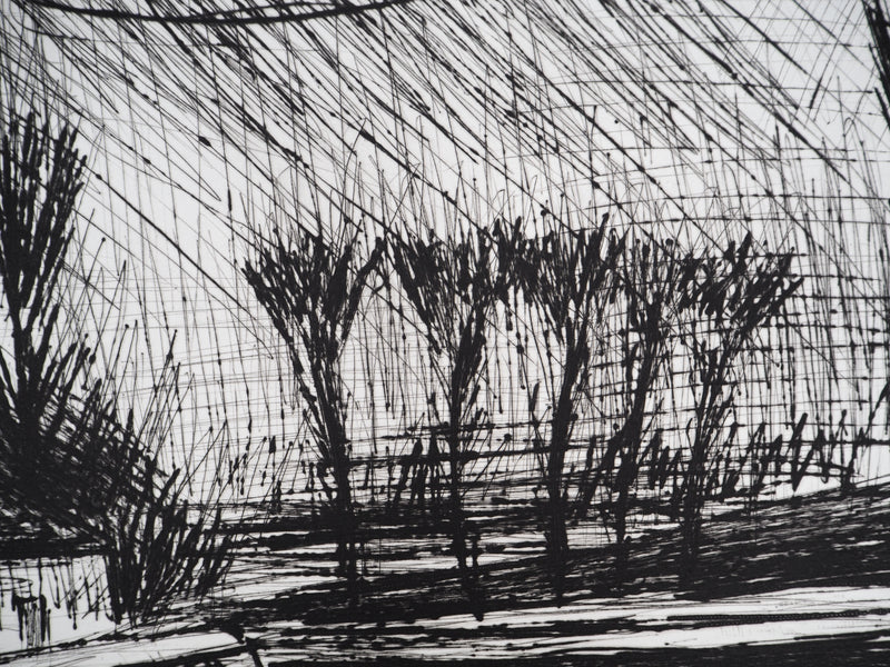 Bernard BUFFET : La maison sous les arbres, Gravure originale (photo de détail 5) - Crédit photo : Galerie Art.Paris