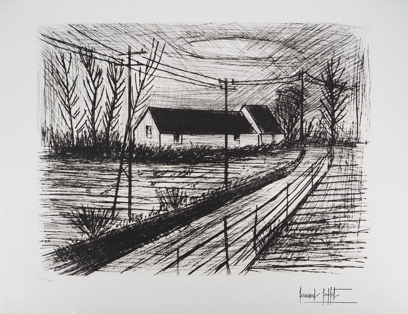 Bernard BUFFET : La demeure paisible, Gravure originale (vue générale) - Crédit photo : Galerie Art.Paris