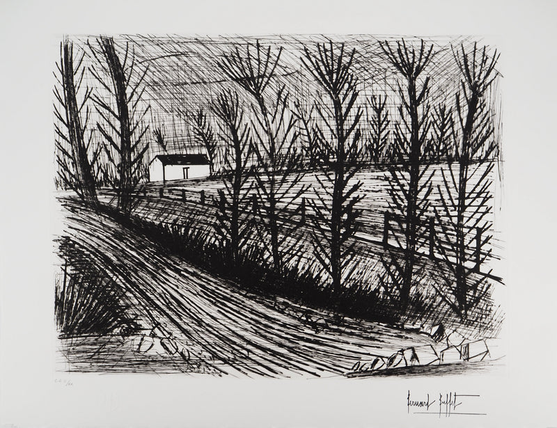 Bernard BUFFET : Arbres en enfilade, Gravure originale (vue générale) - Crédit photo : Galerie Art.Paris