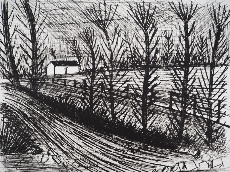 Bernard BUFFET : Arbres en enfilade, Gravure originale (photo de détail 2) - Crédit photo : Galerie Art.Paris