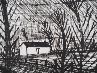 Bernard BUFFET : Arbres en enfilade, Gravure originale (photo de détail 4) - Crédit photo : Galerie Art.Paris