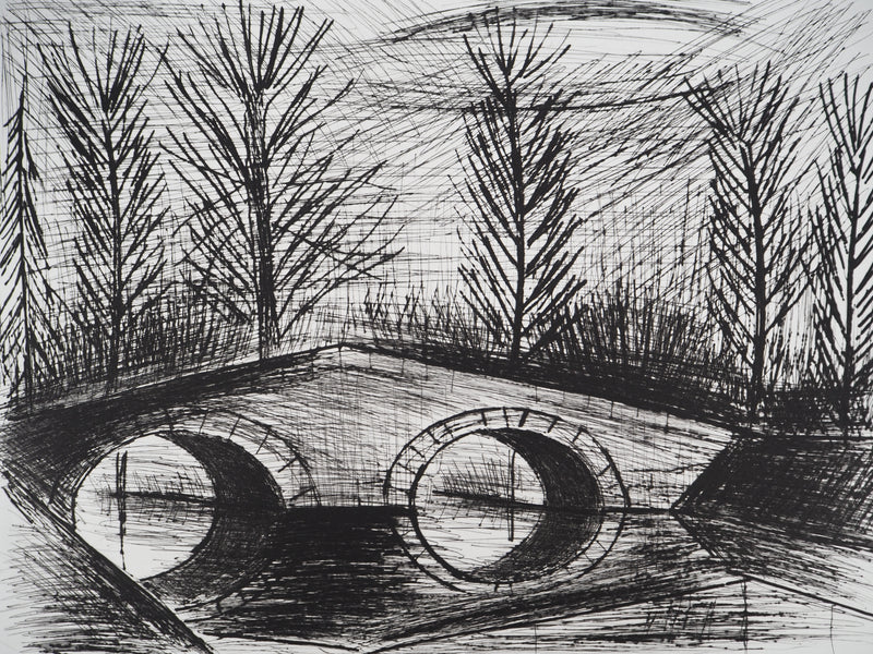 Bernard BUFFET : Le pont des feuillages, Gravure originale (photo de détail 3) - Crédit photo : Galerie Art.Paris