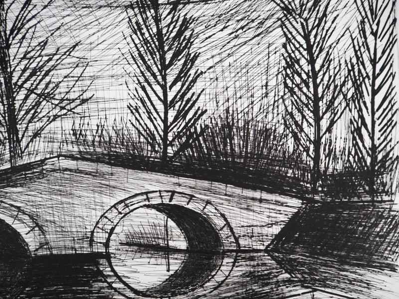 Bernard BUFFET : Le pont des feuillages, Gravure originale (photo de détail 5) - Crédit photo : Galerie Art.Paris