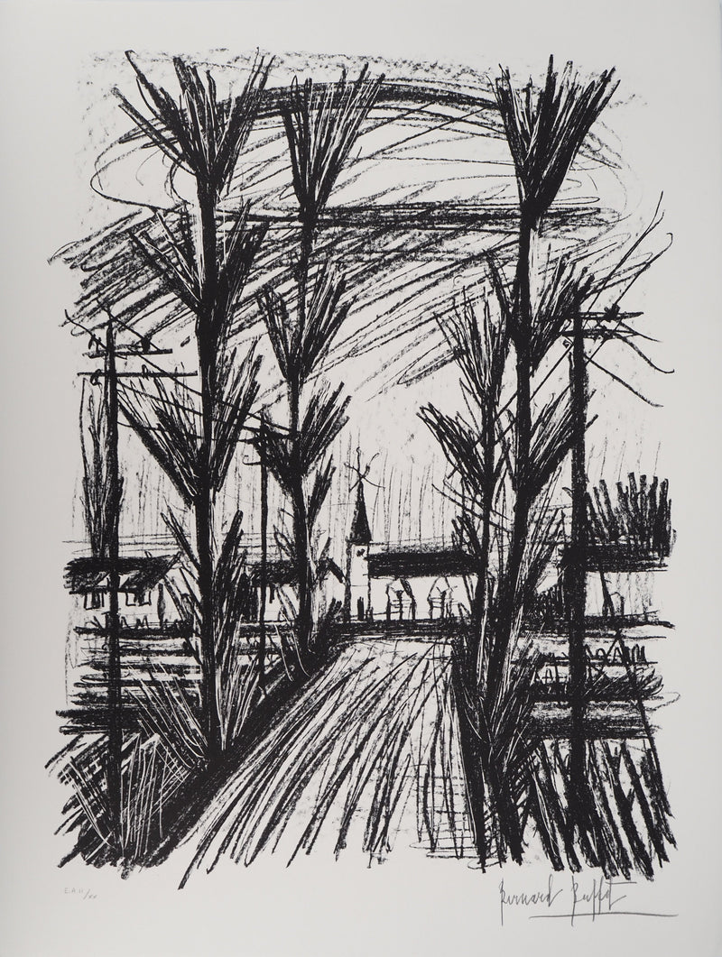 Bernard BUFFET : Allée silencieuse, Lithographie originale (vue générale) - Crédit photo : Galerie Art.Paris