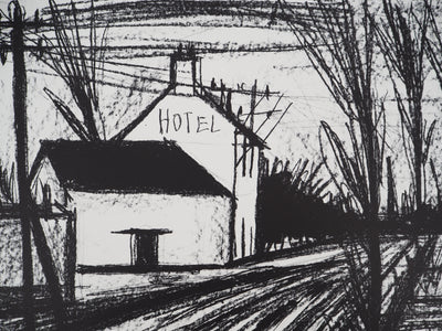 Bernard BUFFET : L'hôtel du bord de la route, Lithographie originale (photo de détail 4) - Crédit photo : Galerie Art.Paris