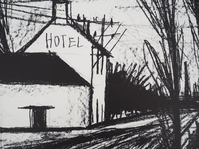 Bernard BUFFET : L'hôtel du bord de la route, Lithographie originale (photo de détail 5) - Crédit photo : Galerie Art.Paris