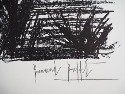 Bernard BUFFET : L'hôtel du bord de la route, Lithographie originale (photo de détail 2) - Crédit photo : Galerie Art.Paris