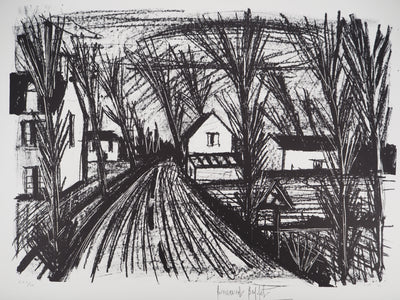 Bernard BUFFET : Le village sous les arbres, Lithographie originale (photo de détail 3) - Crédit photo : Galerie Art.Paris