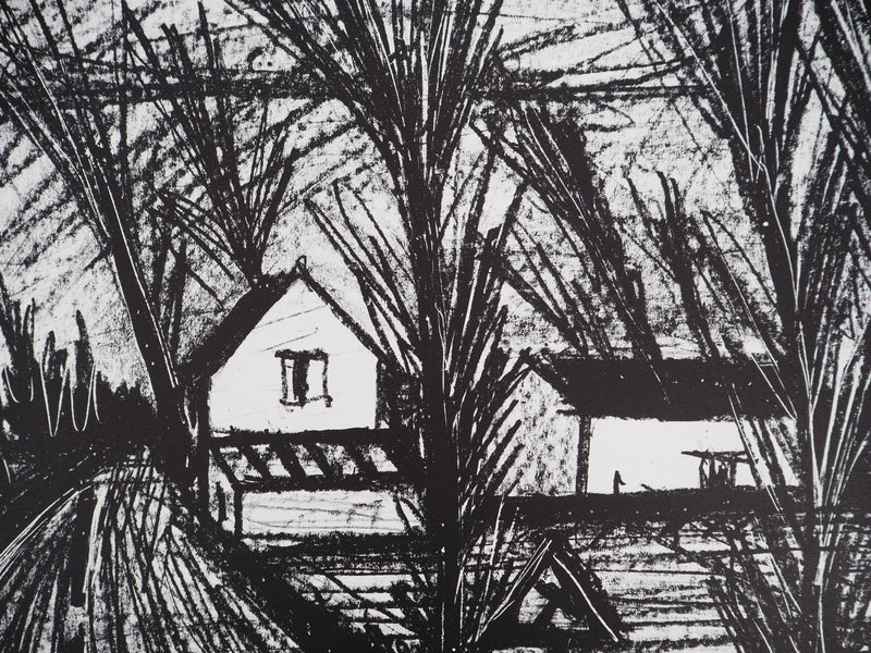 Bernard BUFFET : Le village sous les arbres, Lithographie originale (photo de détail 5) - Crédit photo : Galerie Art.Paris