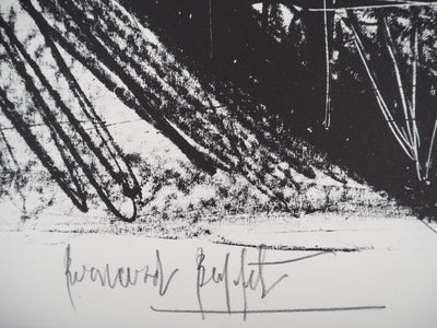 Bernard BUFFET : Le village sous les arbres, Lithographie originale (photo de détail 2) - Crédit photo : Galerie Art.Paris