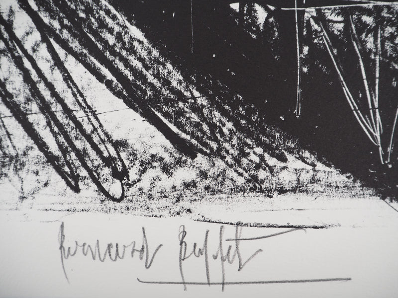 Bernard BUFFET : Le village sous les arbres, Lithographie originale (photo de détail 2) - Crédit photo : Galerie Art.Paris