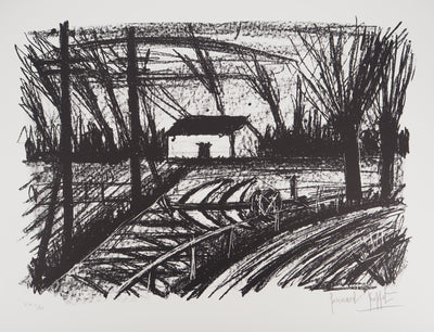 Bernard BUFFET : La maison au loin, Lithographie originale (vue générale) - Crédit photo : Galerie Art.Paris