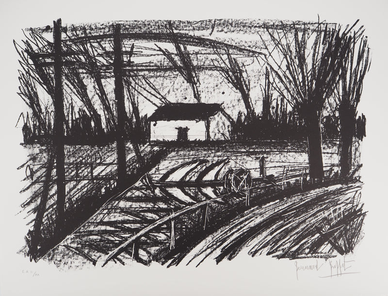 Bernard BUFFET : La maison au loin, Lithographie originale (vue générale) - Crédit photo : Galerie Art.Paris