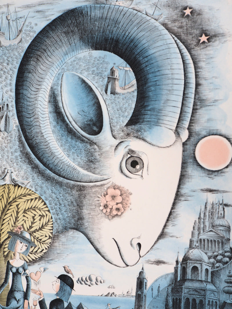 Raymond PEYNET : Zodiaque, le Bellier, Gravure originale signée