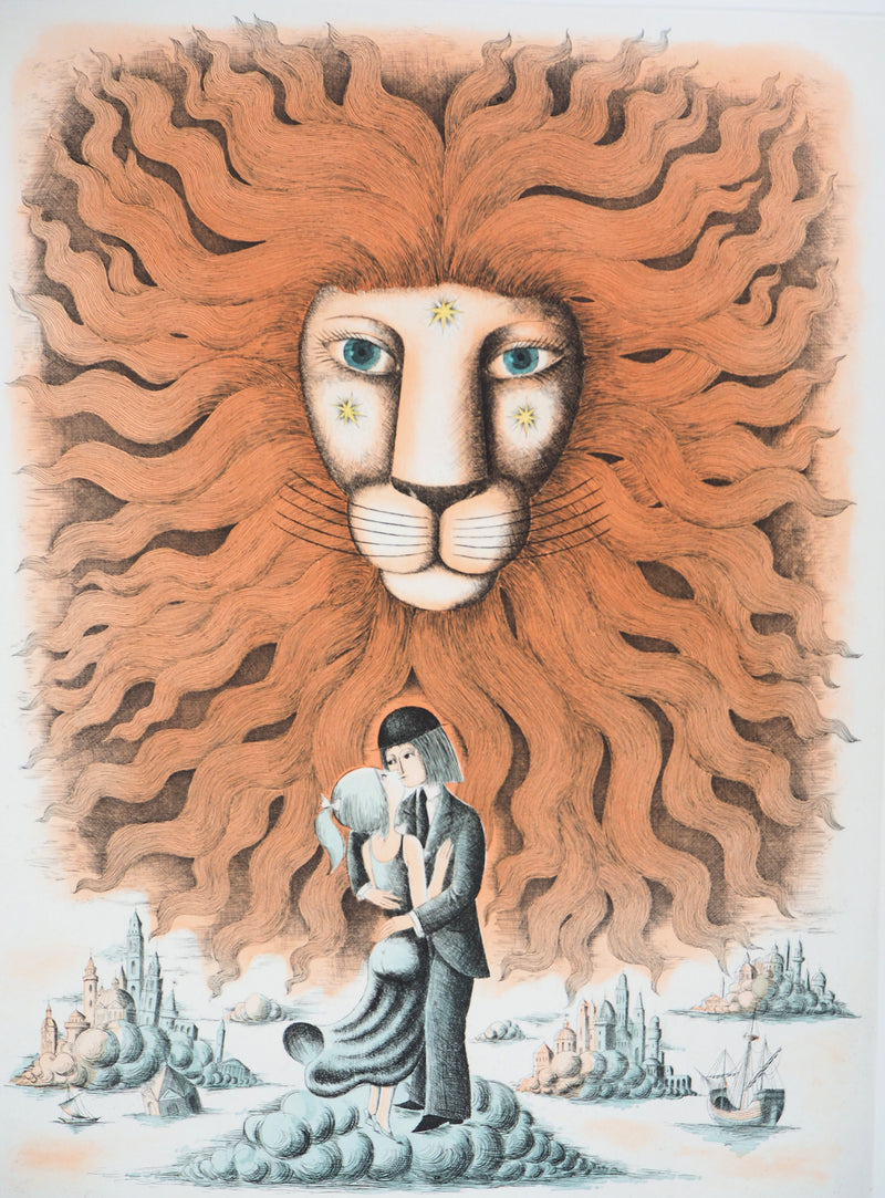 Raymond PEYNET : Zodiaque, le Lion, Gravure originale signée