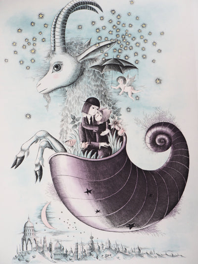 Raymond PEYNET : Zodiaque, le Capricorne, Gravure originale signée