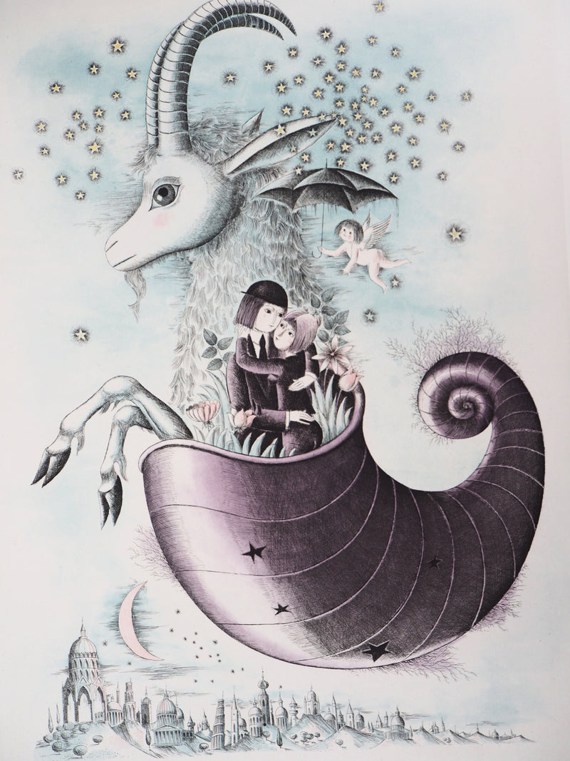 Raymond PEYNET : Zodiaque, le Capricorne, Gravure originale signée