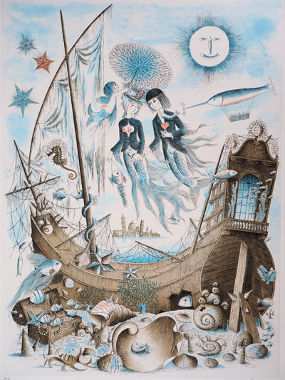 Raymond PEYNET : Zodiaque, les Poissons, Gravure originale signée