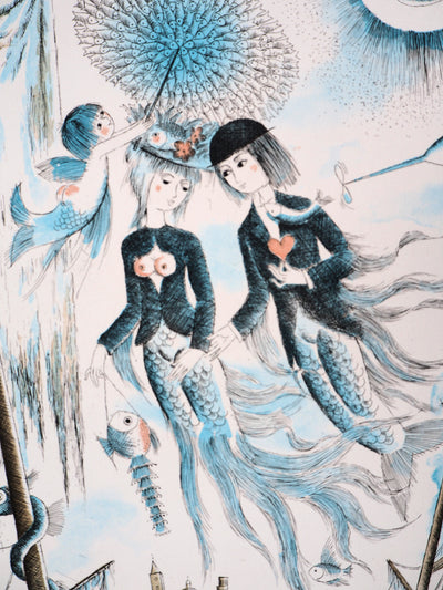 Raymond PEYNET : Zodiaque, les Poissons, Gravure originale signée