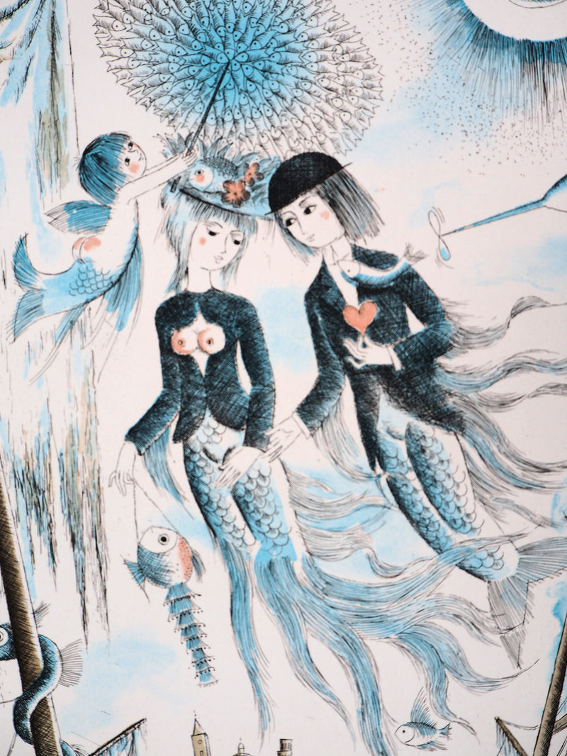 Raymond PEYNET : Zodiaque, les Poissons, Gravure originale signée
