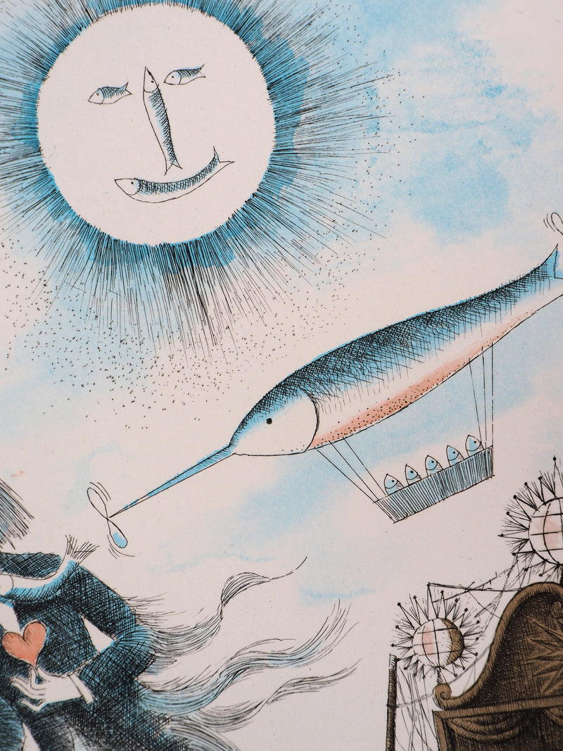 Raymond PEYNET : Zodiaque, les Poissons, Gravure originale signée