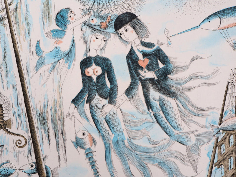 Raymond PEYNET : Zodiaque, les Poissons, Gravure originale signée