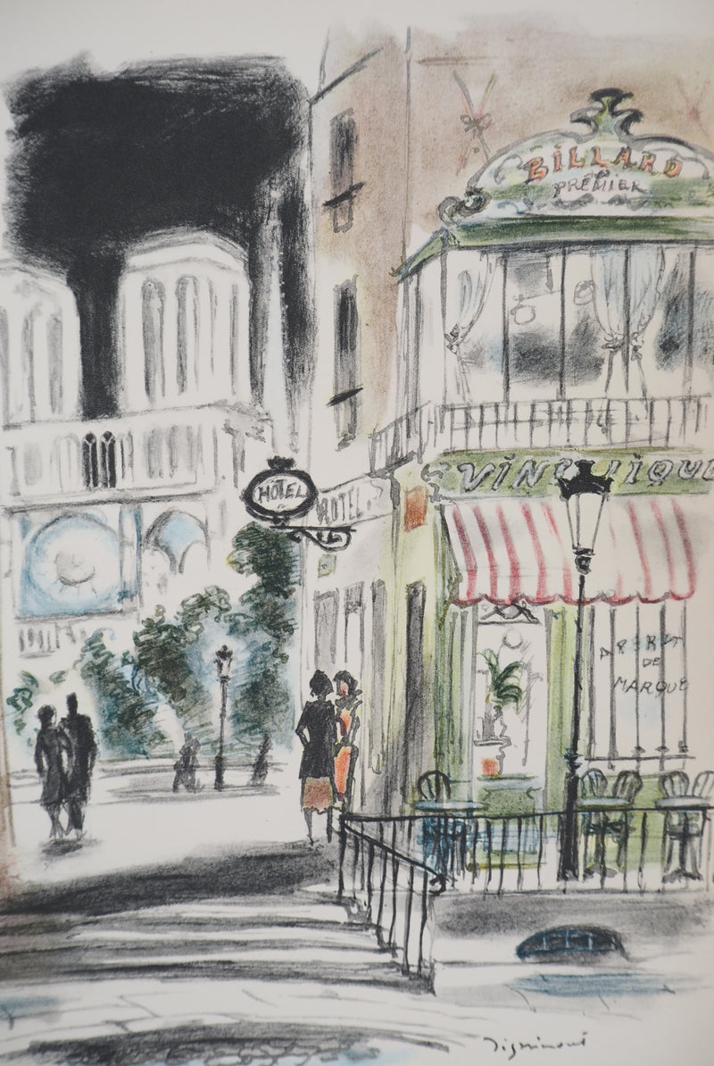 André DIGNIMONT : Paris, Quartier Notre Dame la nuit, Lithographie signée