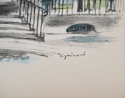 André DIGNIMONT : Paris, Quartier Notre Dame la nuit, Lithographie signée