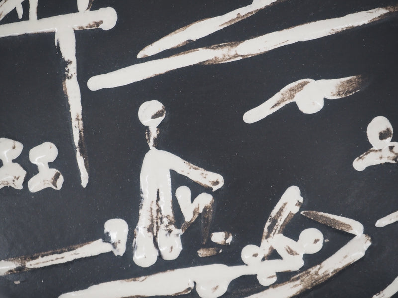 Pablo PICASSO : Scène de plage, Céramique originale Madoura