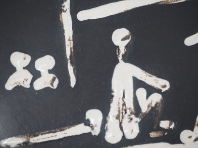 Pablo PICASSO : Scène de plage, Céramique originale Madoura