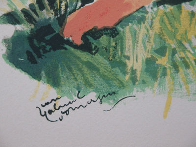 Jean-Gabriel DOMERGUE : Nu sous un parasol (Trois starlettes), Lithographie originale (photo de détail 2) - Crédit photo : Galerie Art.Paris