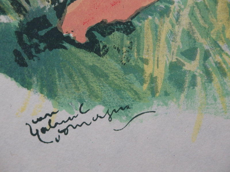 Jean-Gabriel DOMERGUE : Nu sous un parasol (Trois starlettes), Lithographie originale (photo de détail 2) - Crédit photo : Galerie Art.Paris