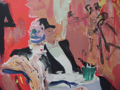 Jean-Gabriel DOMERGUE : Couple élégant chez Maxim's, Lithographie originale (photo de détail 3) - Crédit photo : Galerie Art.Paris