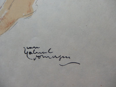 Jean-Gabriel DOMERGUE : Une jeune fille nature (Cathie et l'académicien), Lithographie originale (photo de détail 2) - Crédit photo : Galerie Art.Paris