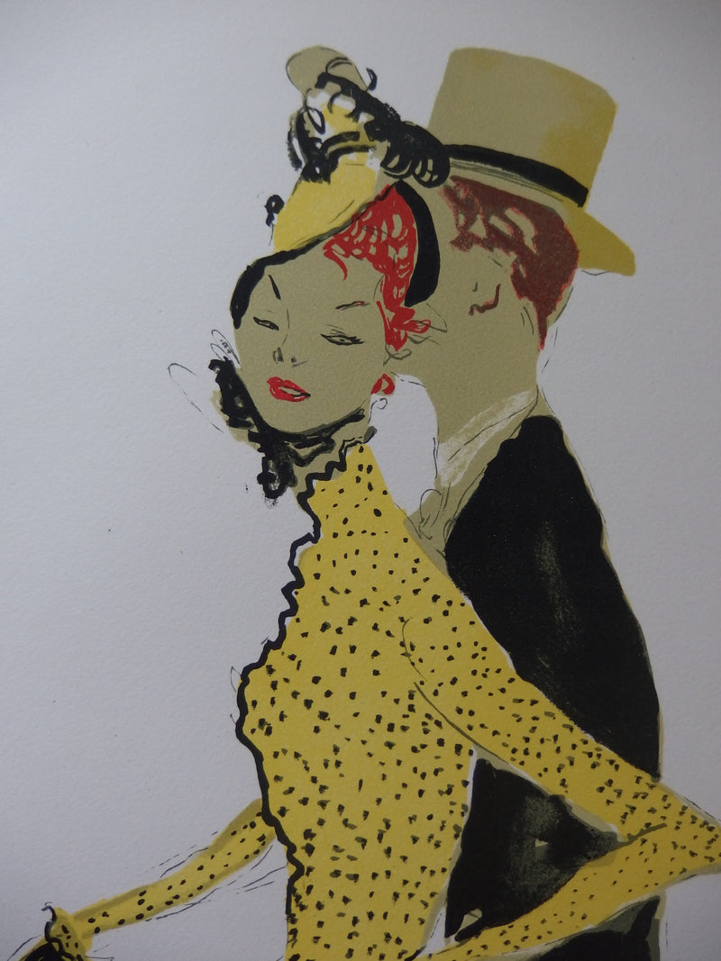 Jean-Gabriel DOMERGUE : Couple élégant (la belle Hélène), Lithographie originale (photo de détail 3) - Crédit photo : Galerie Art.Paris