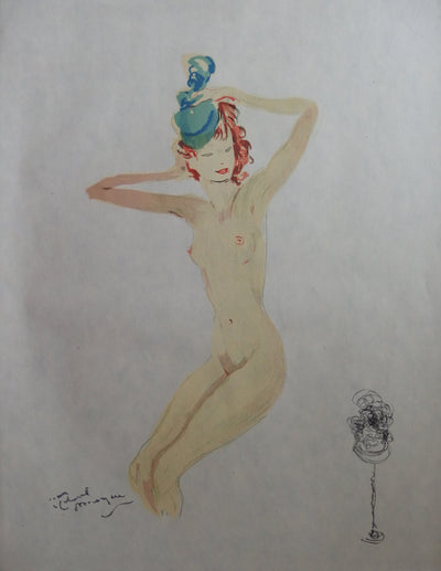 Jean-Gabriel DOMERGUE : Nu au petit chapeau (Elvire qui sait tout), Lithographie originale (vue générale) - Crédit photo : Galerie Art.Paris