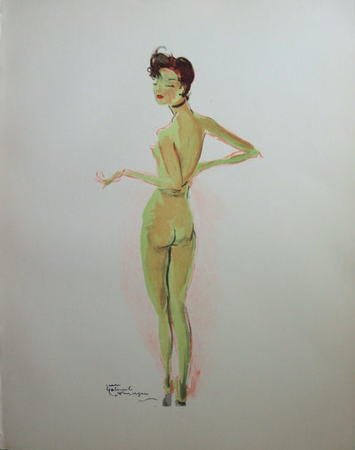 Jean-Gabriel DOMERGUE : Nu de dos (Madame Paule Poulet), Lithographie originale (vue générale) - Crédit photo : Galerie Art.Paris