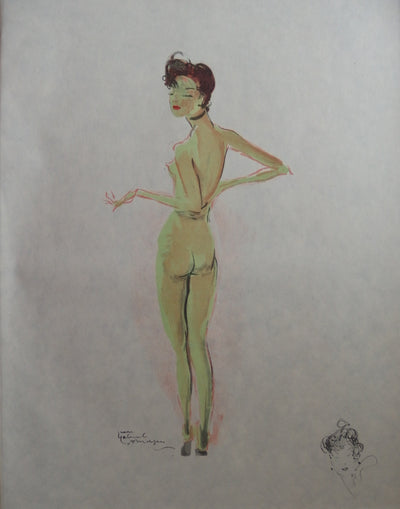 Jean-Gabriel DOMERGUE : Nu de dos (Madame Paule Poulet), Lithographie originale (vue générale) - Crédit photo : Galerie Art.Paris